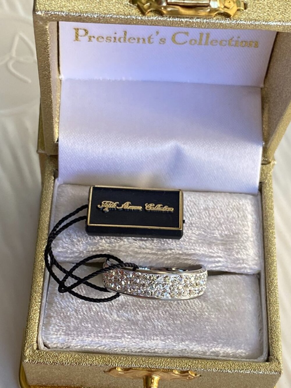 Fifth Avenue Collection Swarovski Cleat Crystal Stainless Steel Ring Sz 8 NWT